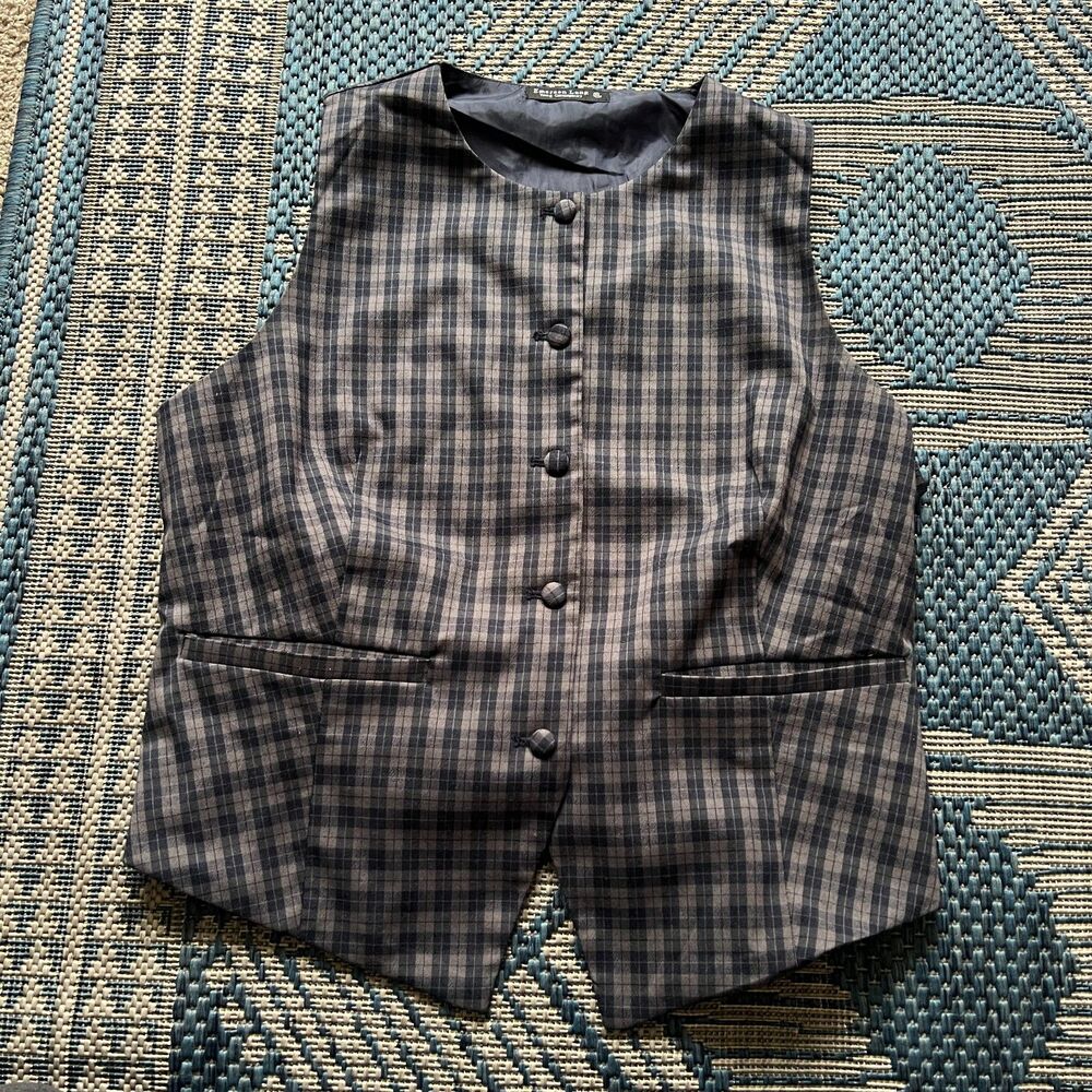 Emo indie sleaze skater preppy punk plaid Emerson Lang adjustable vest size XL